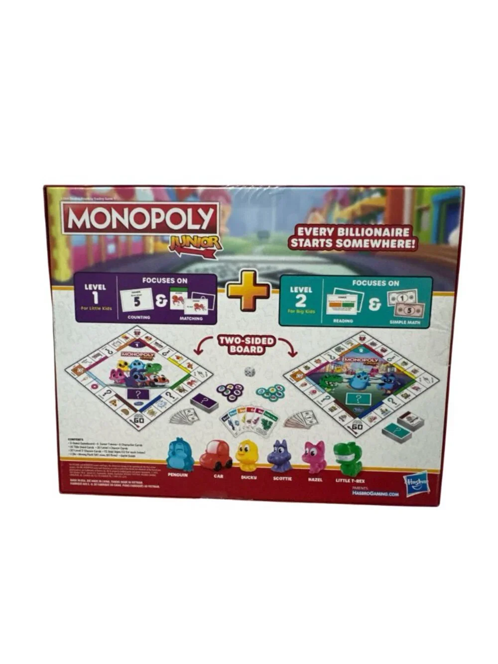 Monopoly Junior Board Game For Kids Ages 4+ With 2 Levels Of Play Educational Fo